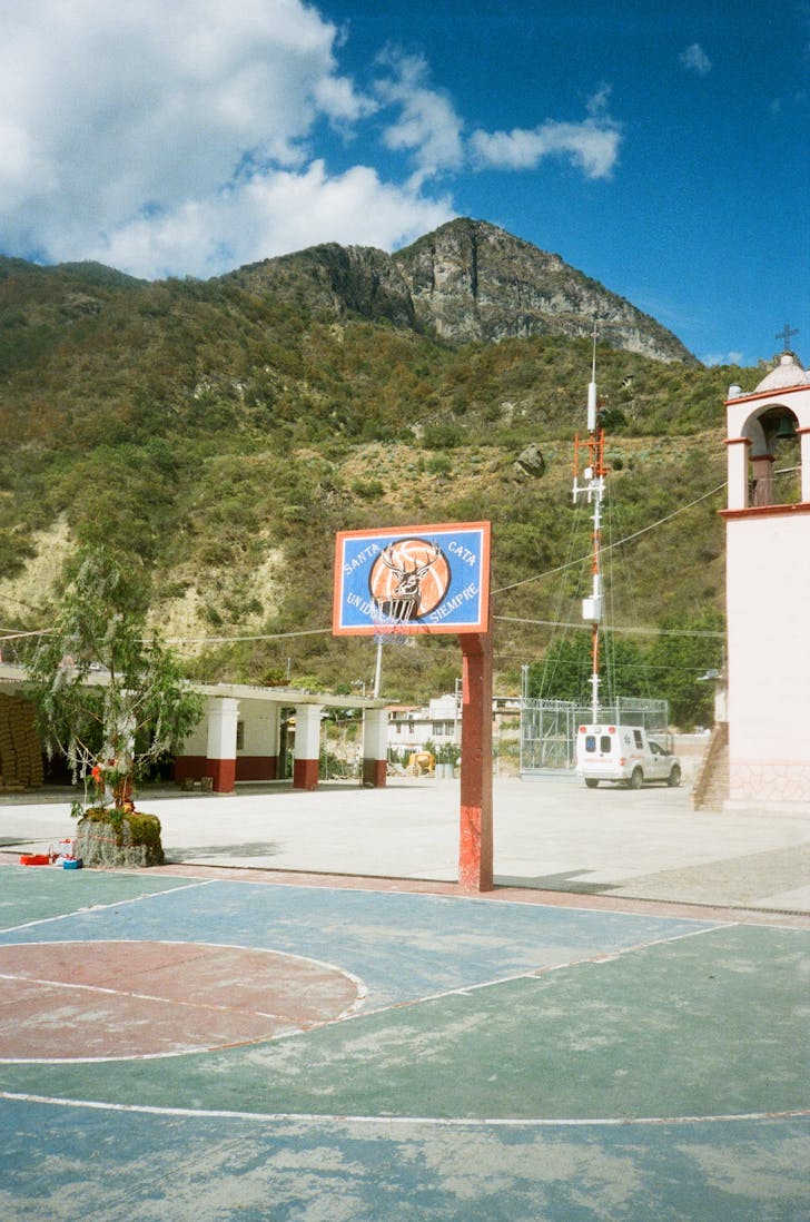 basketball court in a regional valley