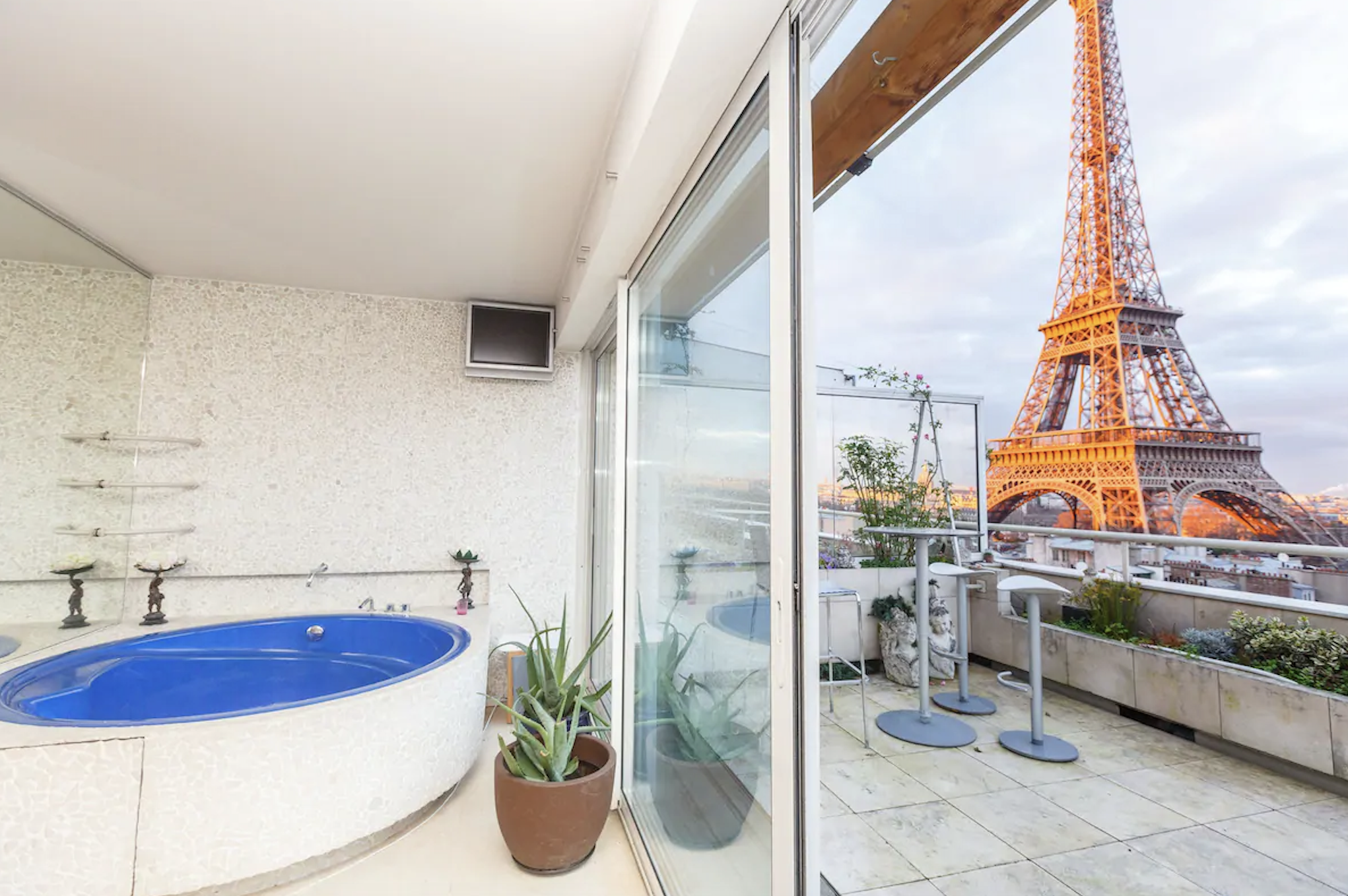 Penthouse Loft Paris Airbnb view of Eiffel Tower