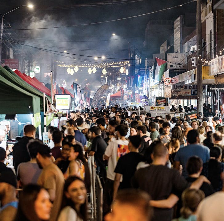 night market with a crowd