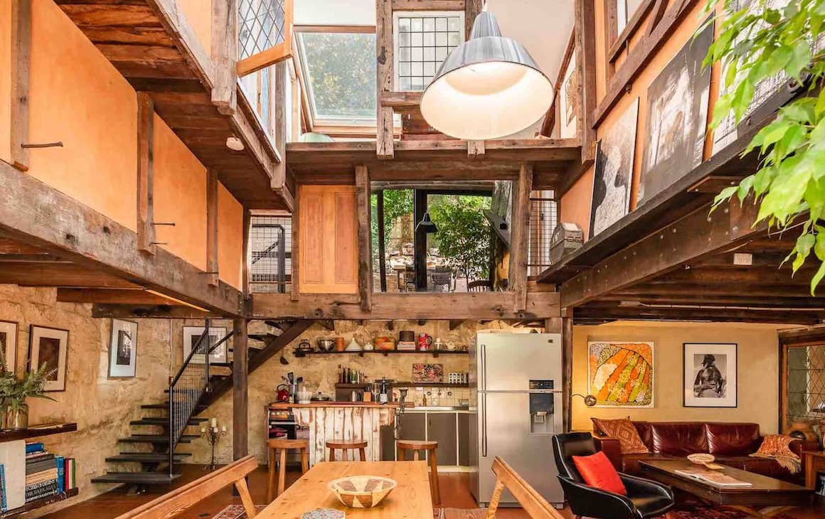 Airbnb interior with rustic design. 