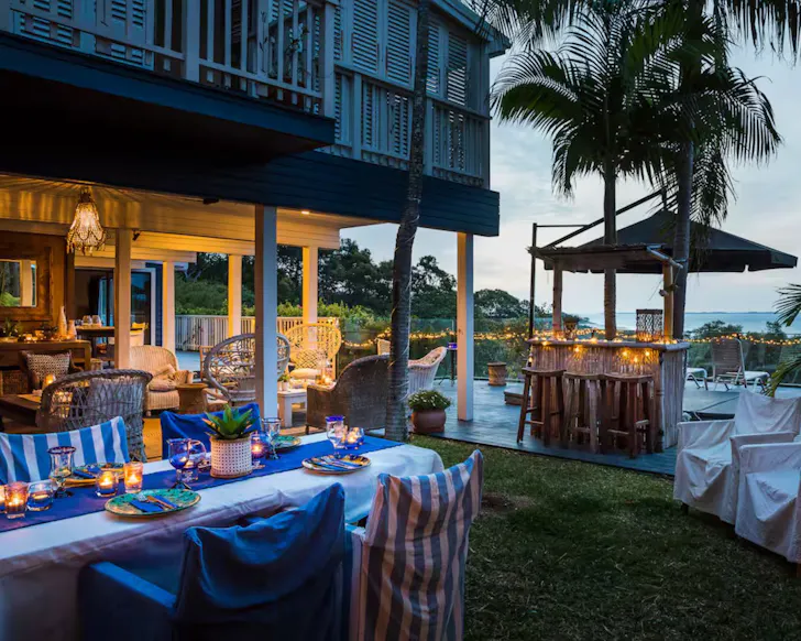 The outdoor entertaining zone at Straddie Chill best Stradbroke Island accommodation