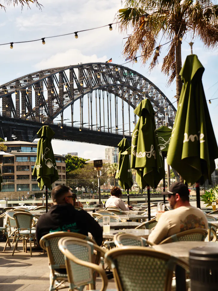 harbour views from a pub al fresco area