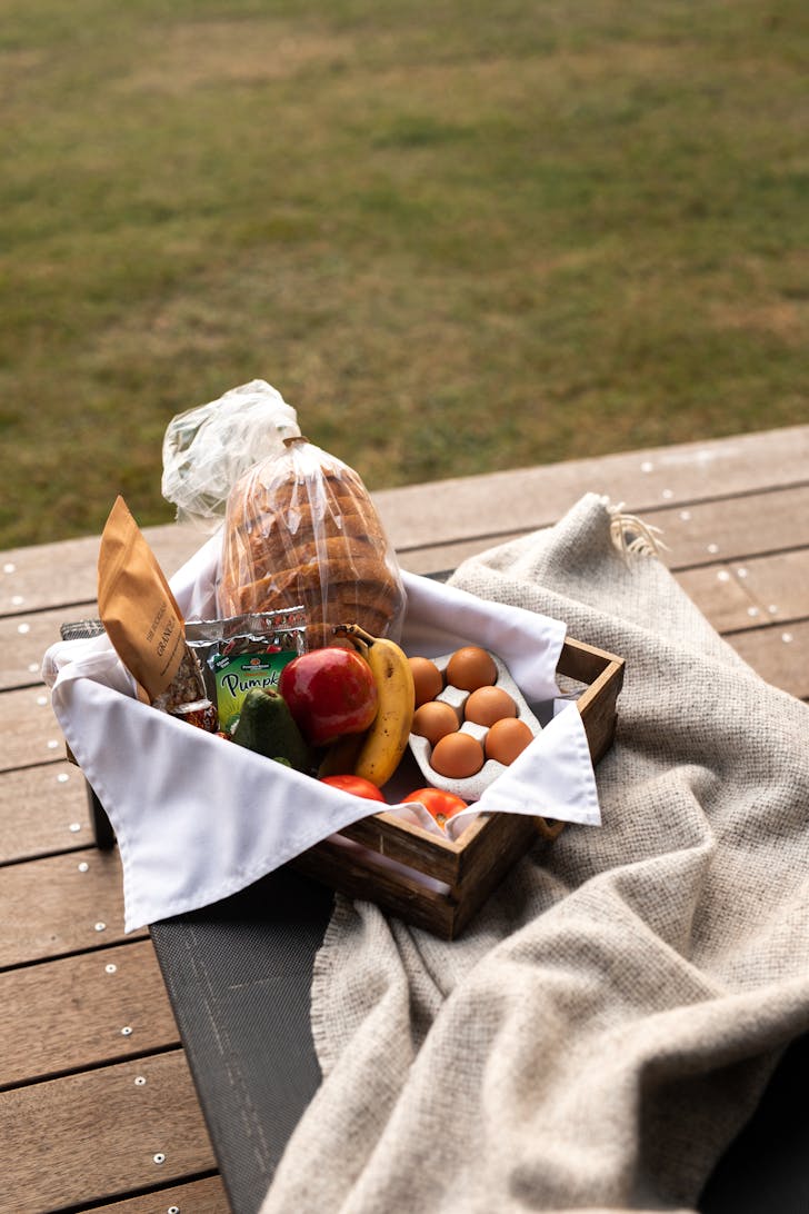 The breakfast hamper on offer at The Buckland Studios.