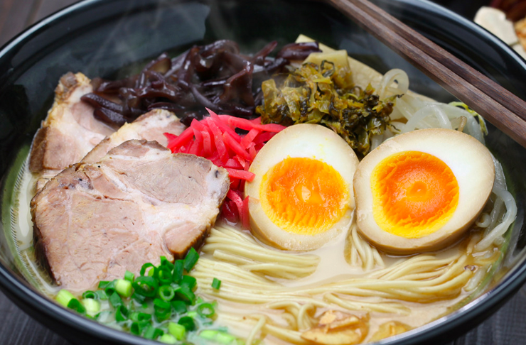 A massive bowl of ramne with a boiled egg from Tokyo Table who serve up some of the best ramen in Melbourne