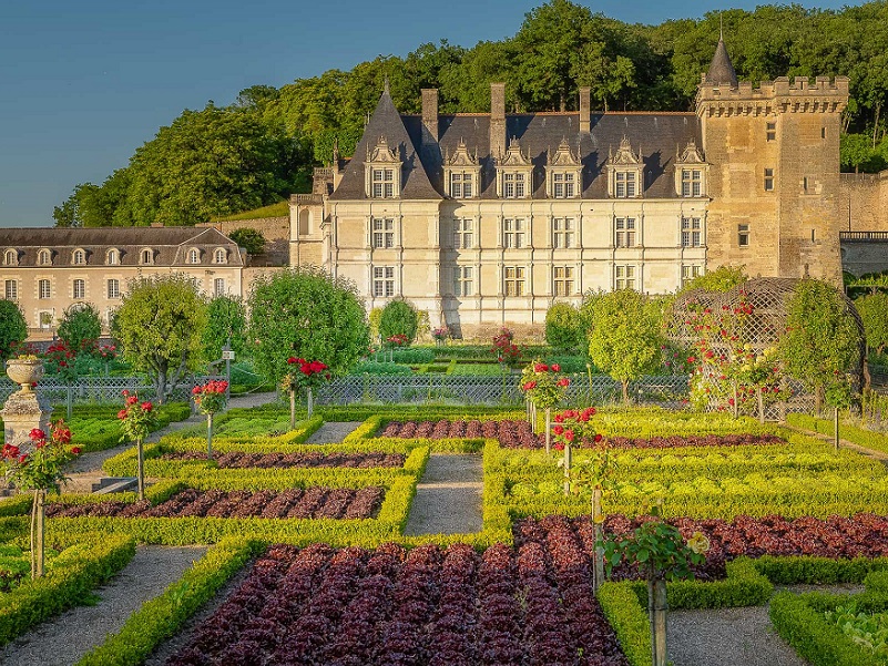 Touraine Loire Valley gardens in front of castle France
