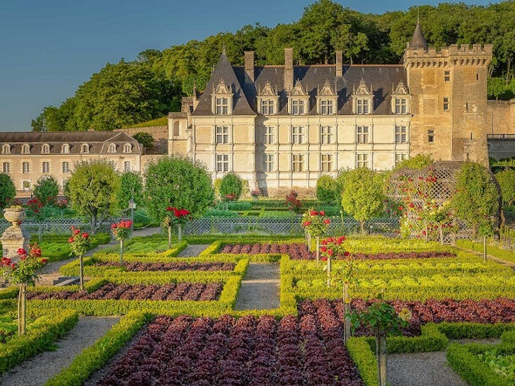 Touraine Loire Valley gardens in front of castle France