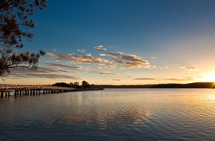 wallaga lakes at sunset