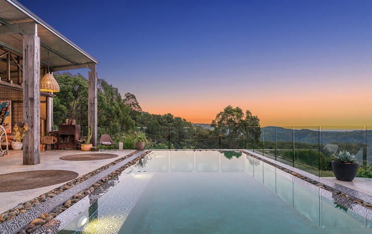 The pool at Byron accommodation, Blackbird.
