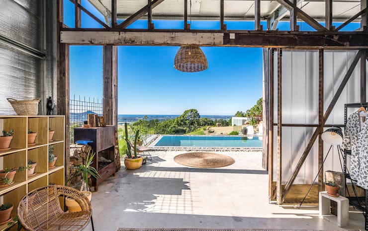 Looking out onto the pool at Blackbird Byron.