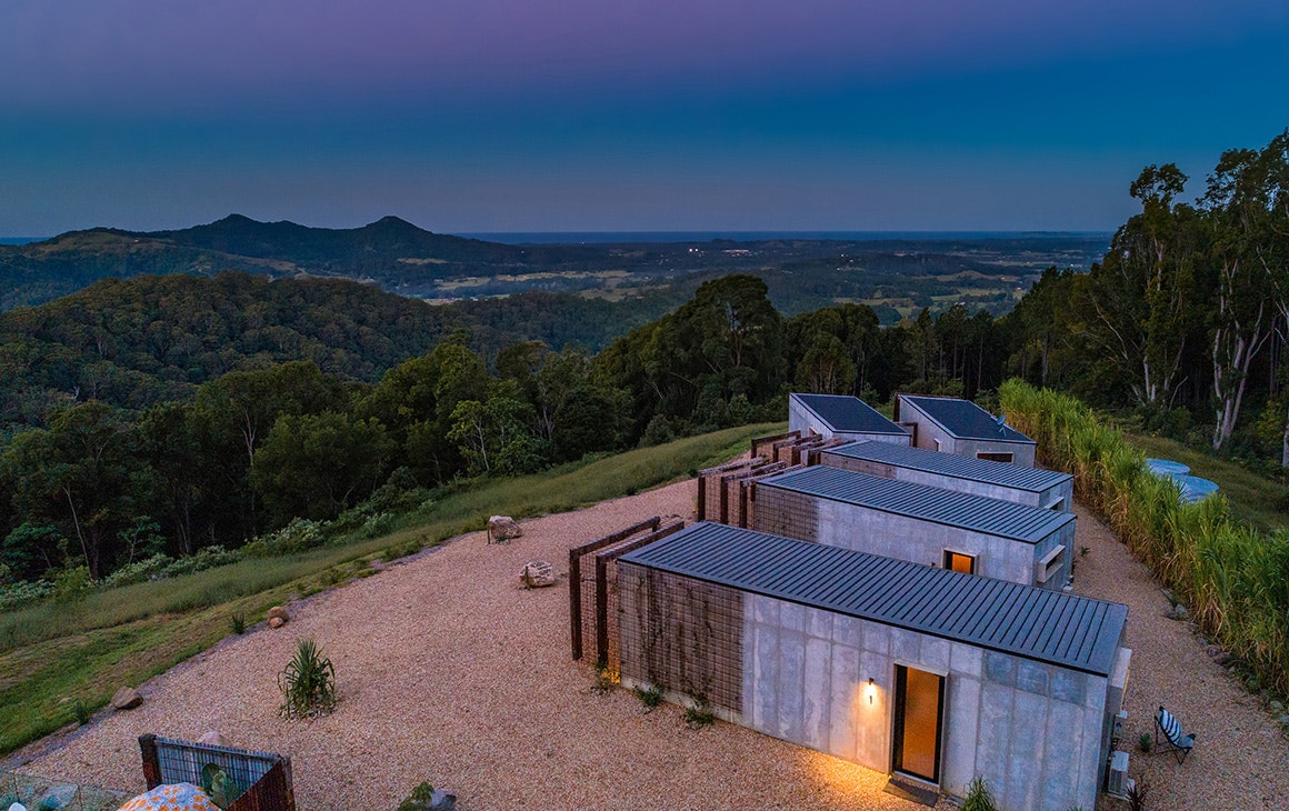 A drone shot of the property at Blackbird in Byron.
