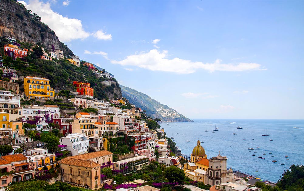 Pizza Place Terrace Overlooking Beautiful Positano Coast Stock