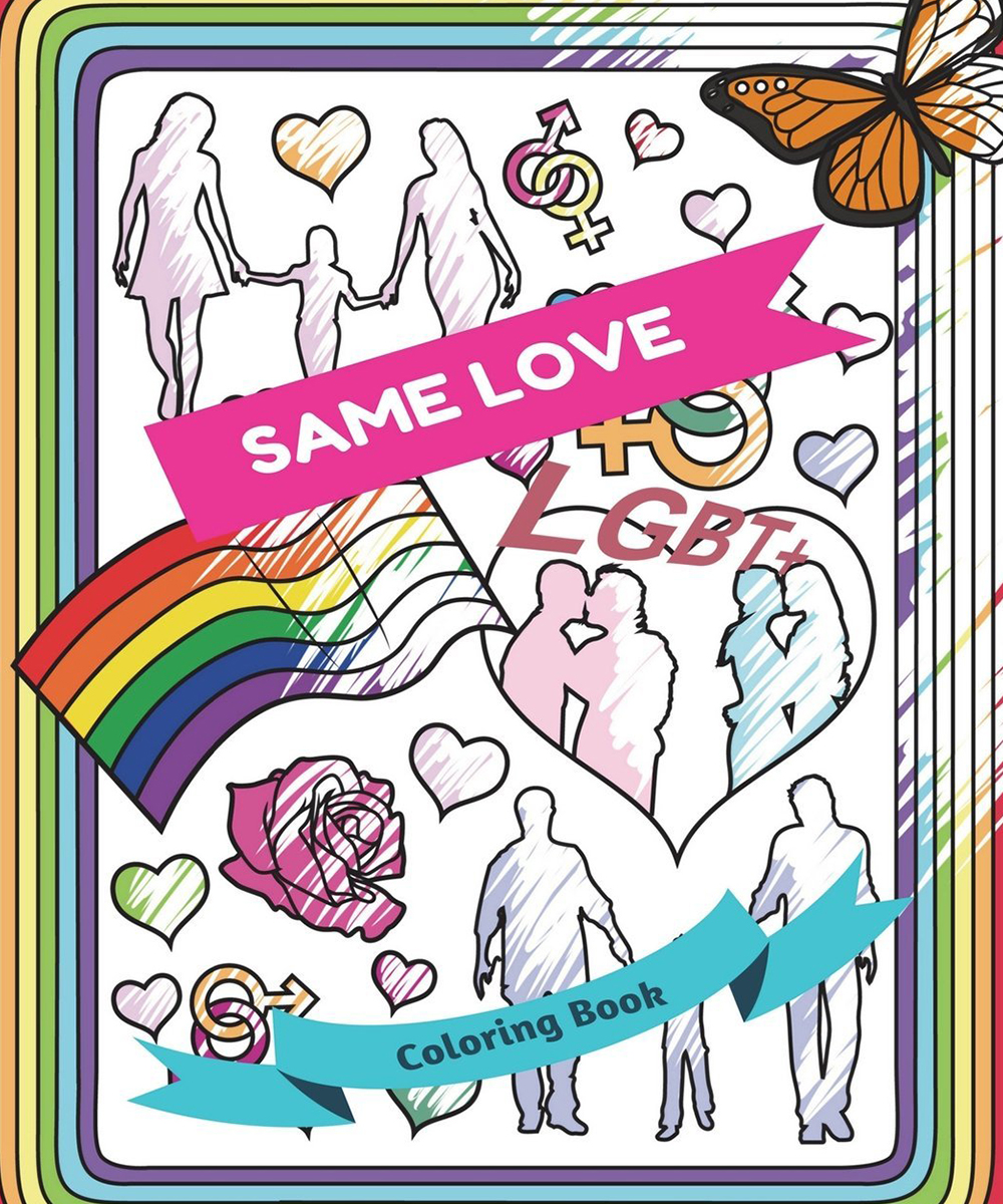 A colouring in book with illustrations on the cover featuring a butterfly and rainbow.