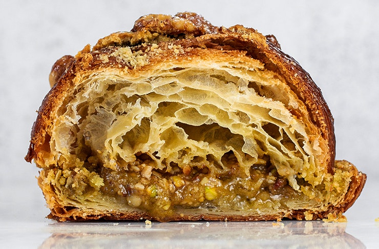 baklava croissant chopped in half