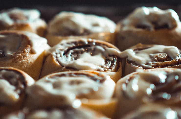freshly glazed cinnamon scrolls