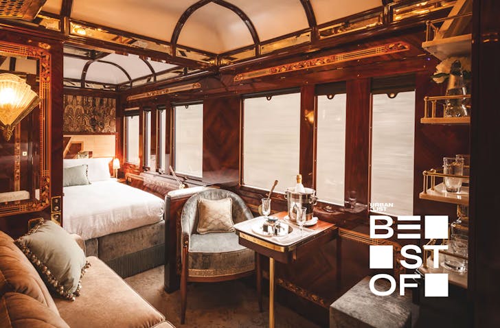 the inside of a luxury train carriage