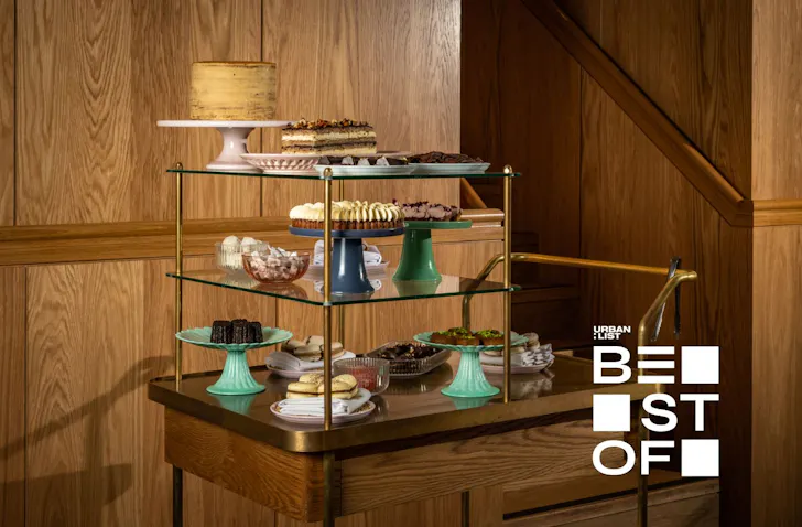 a cart of desserts