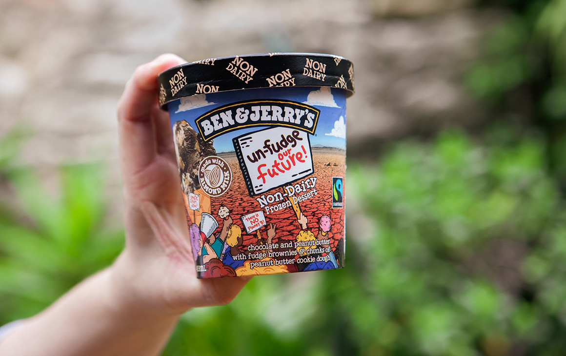 a tub of ben & jerry's new ice-cream flavour, Unfudge Our Future