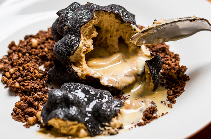 truffle cut in half on plate