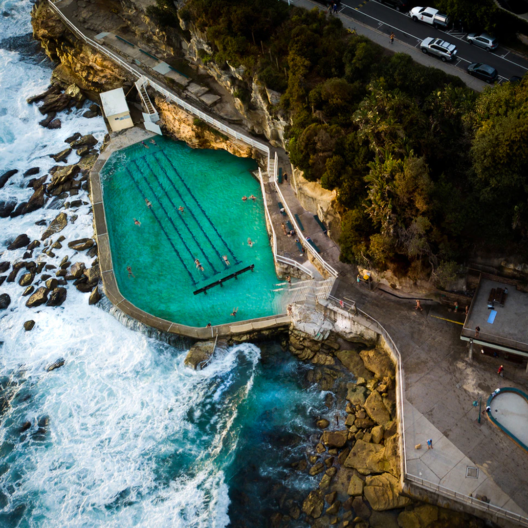 aerial view of bronte's iconic ocean pool