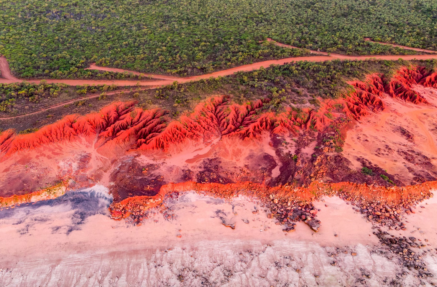 aerial of coastline in broome