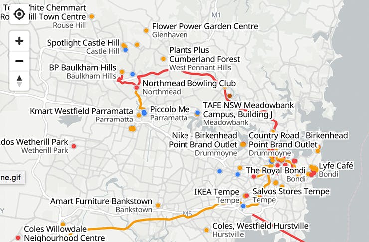 covid map of sydney