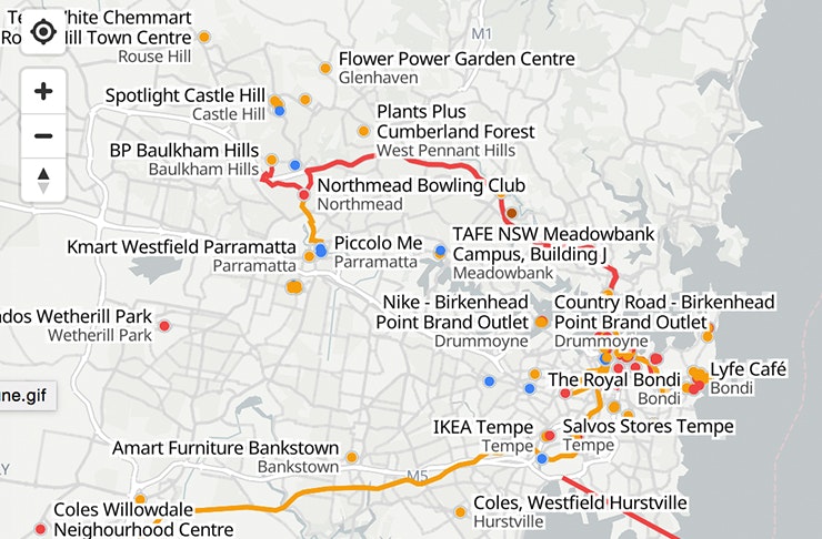 covid map of sydney
