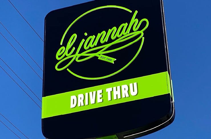 drive thru sign for el jannahs new smithfield outpost
