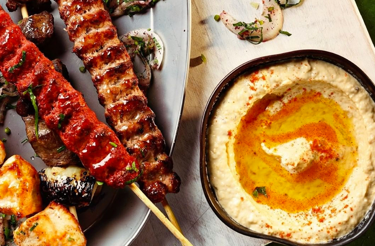 skewers and hummus from el jannah 