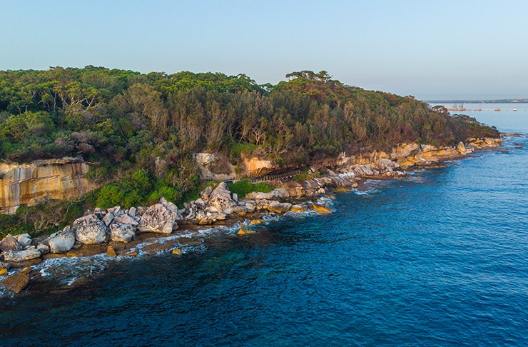 aerial view of coastal headline in sydney