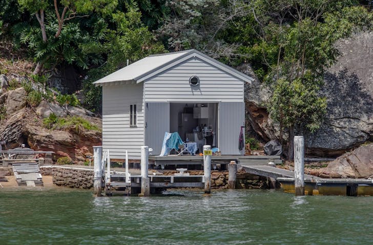 little beach shack on the water