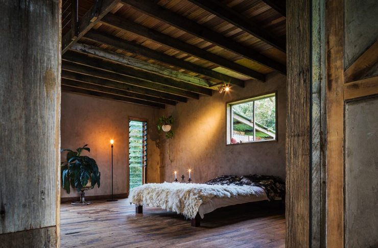 wooden bedroom of old shed