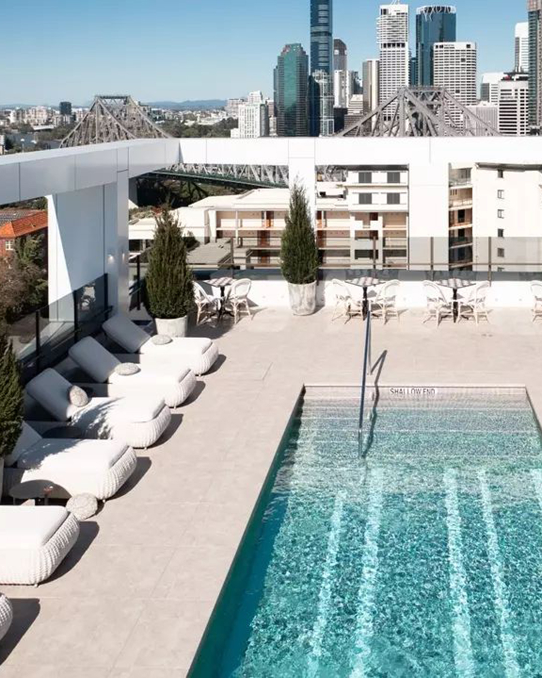 The rooftop pool and view at Hotel x