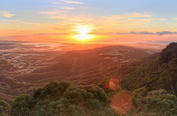 lookout at sunset over illawarra