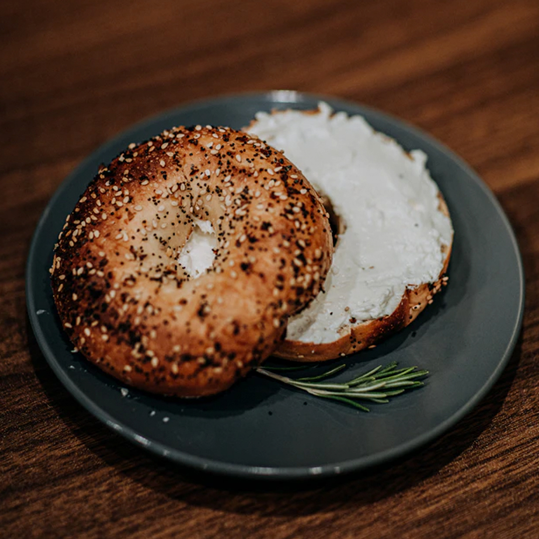 bagels with creame cheese spread