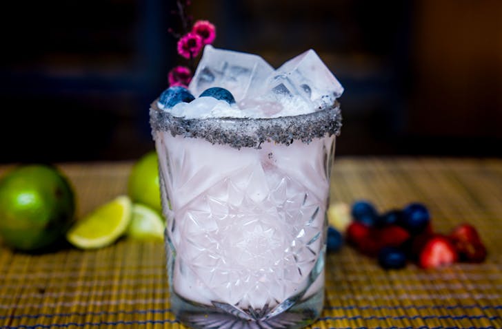 blueberry margarita at bar