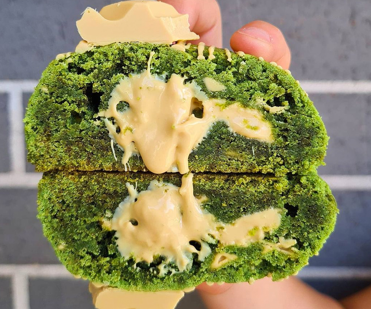 matcha cookie with caramilk