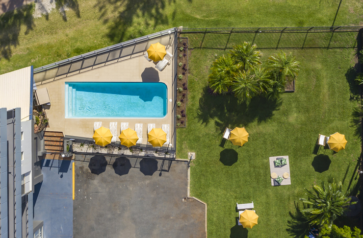 aerial view of pool area at port macquarie hotel