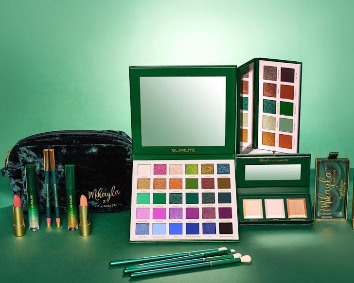 Mikayla Nogueira Paht Two x Glamlite Cosmetics palette and collection items