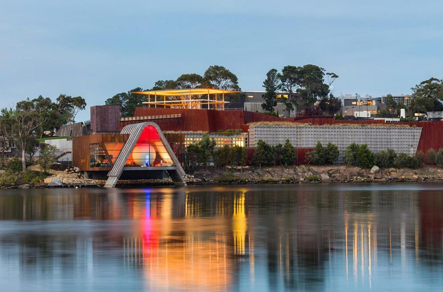 a neon lit museum in Tasmania