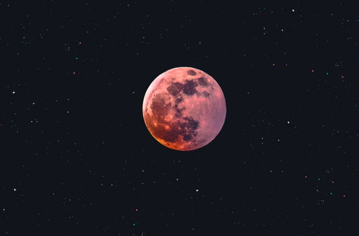 full moon in starry night sky
