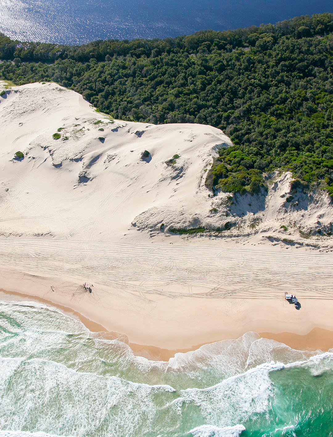 aerial of 4wd on sand