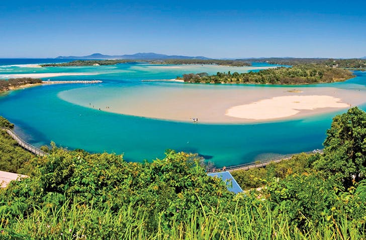 a river flowing out to sea