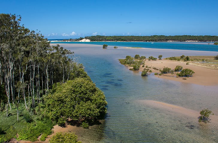 riverbanks and sandbanks on sunny day