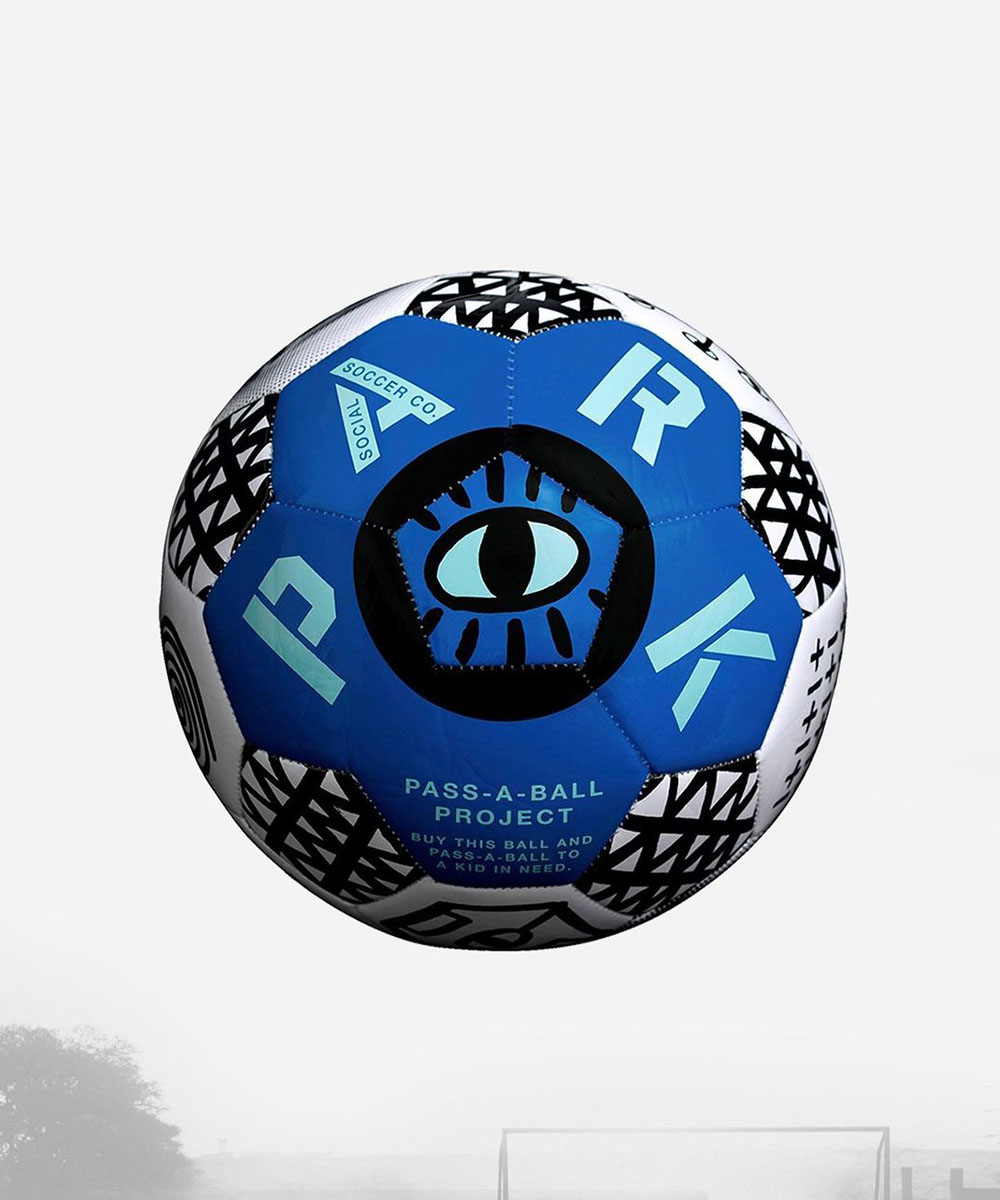 a colourful blue soccer ball