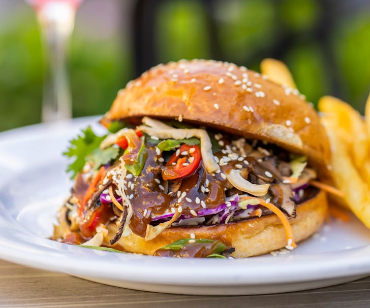 mushroom burger on a plate