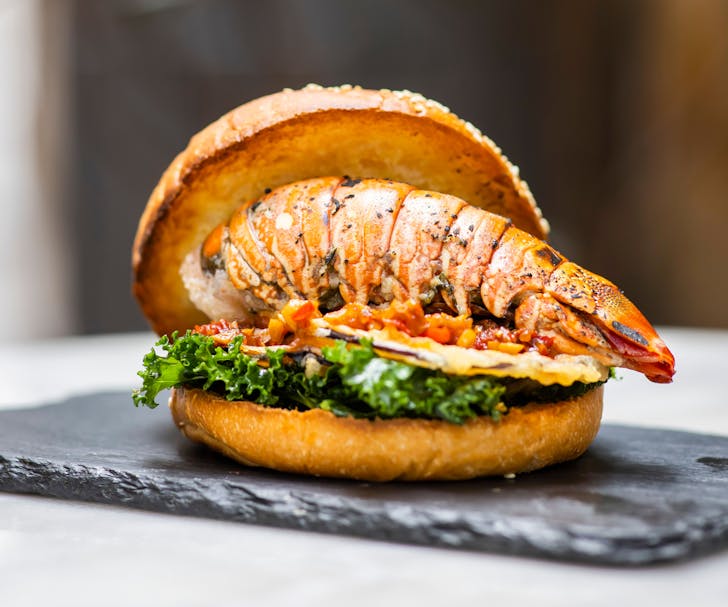 lobster burger on plate
