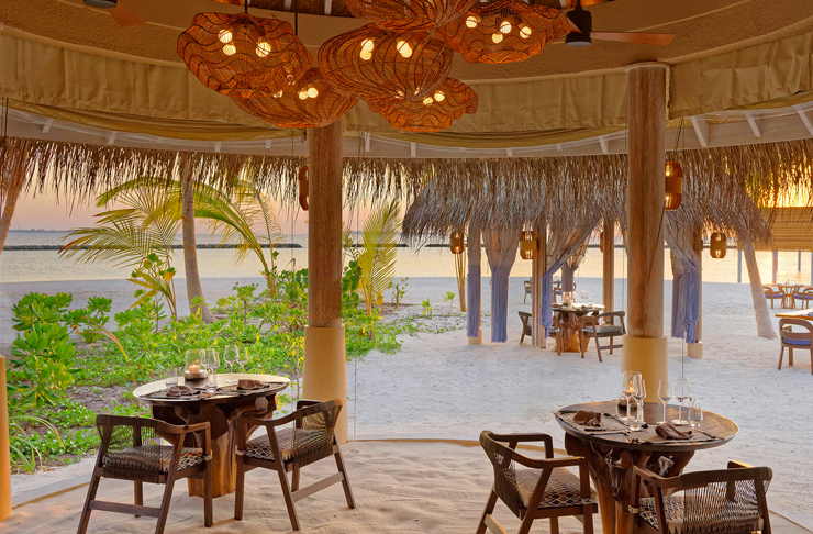 interior of restaurant at nautilus maldives