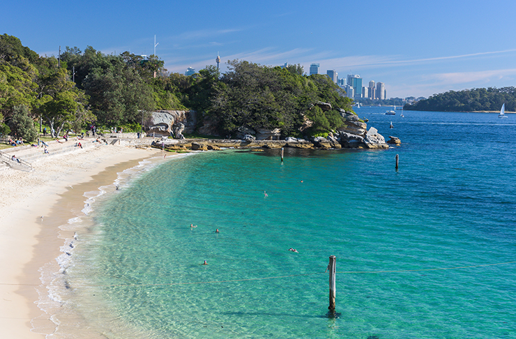 topical waters of sydney harbour beach surrounded by lush bushland