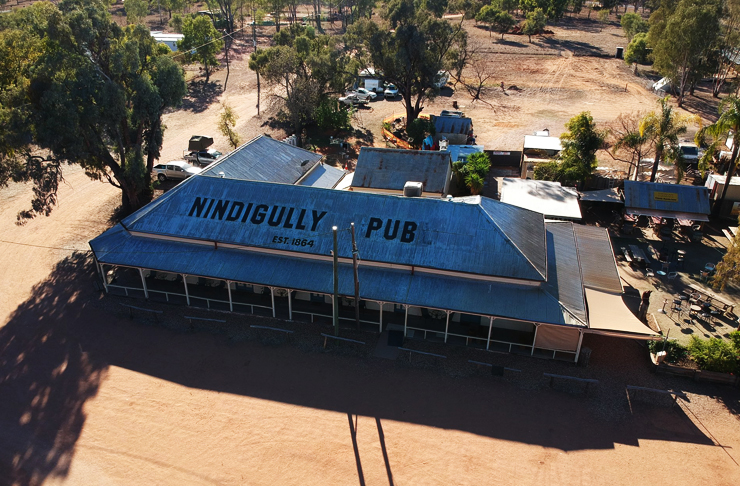 top down view of ninidigully pub in queensland during the day