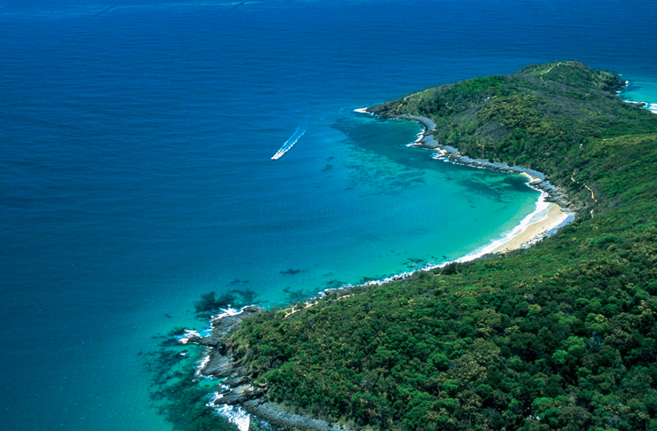aerial view of noosa coastline on clear sunny day